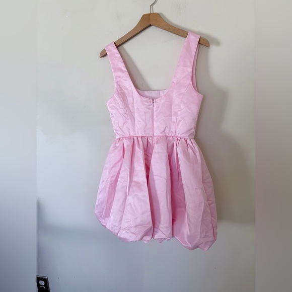 NWOT lulus Regal Cutie Light Pink Satin Square Neck Bubble-Hem Mini Dress READ - Picture 8 of 11